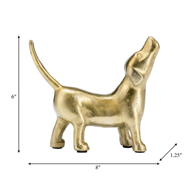 Gold Howling Dog Figurine