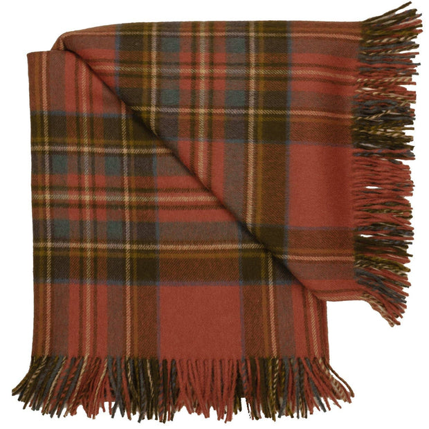 Highland Tartan Tweed Merino Wool Throw - Antique Royal