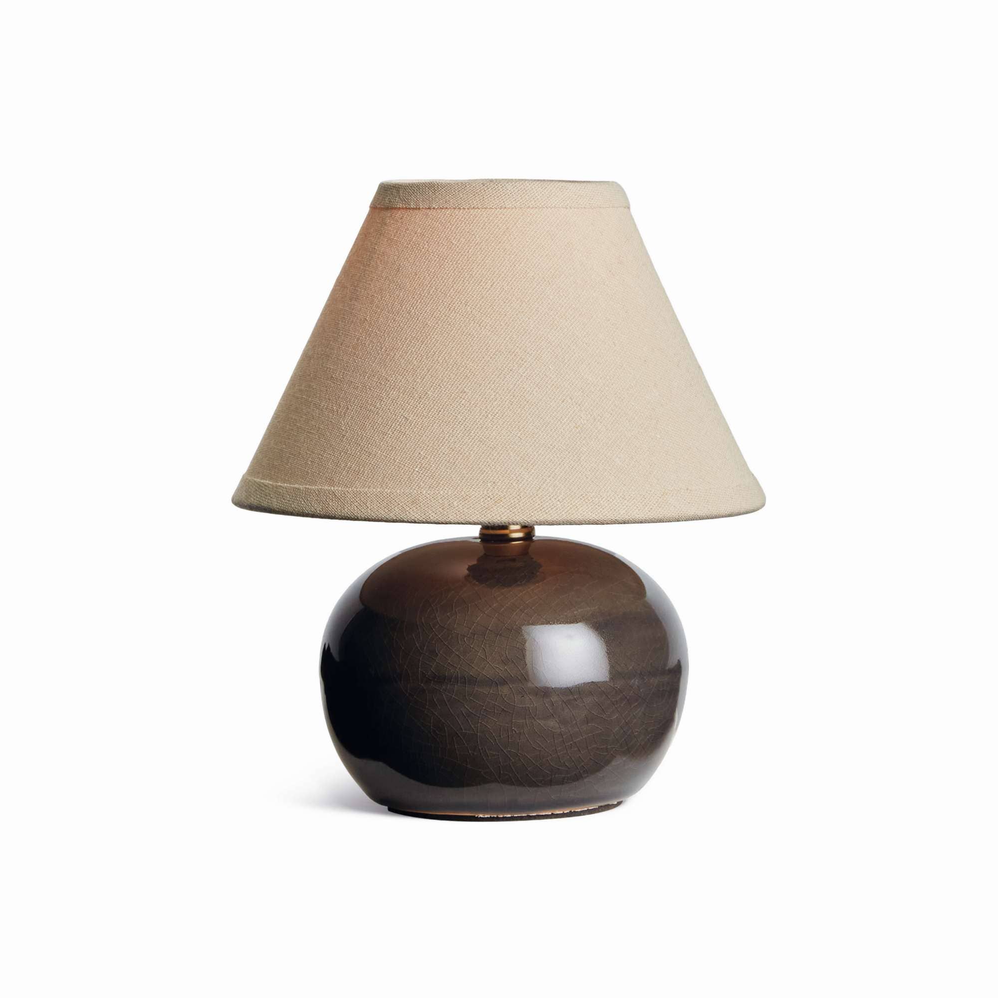 Oscar Mini Lamp - Gray Crackle Glaze - Linen Shade  - 8