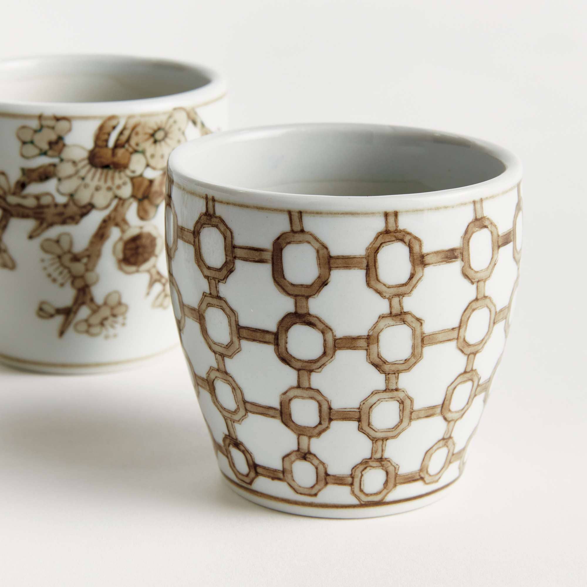 Province Mini Flower Pot,  Brown & White Ceramic