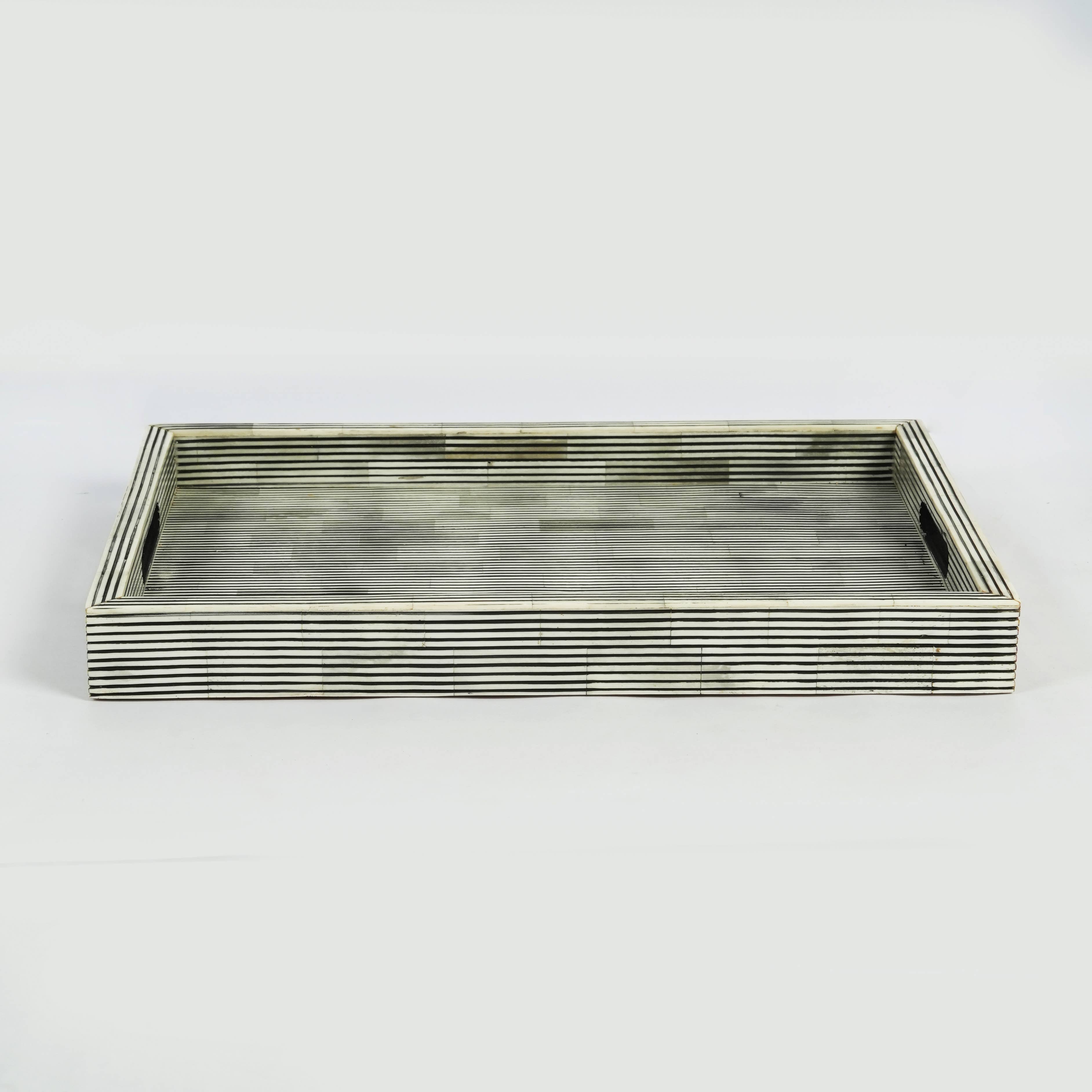 Pinstripe Bone Inlaid Decorative Trays