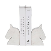 S/2- White Marble Horse Head Bookends