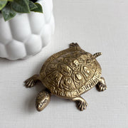 4-1/4" Antiqued Solid Brass Turtle Box Tabletop Desk Decor