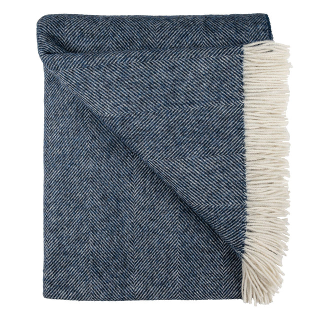 Southampton Home Lambswool Herringbone Throw ~ Navy ~