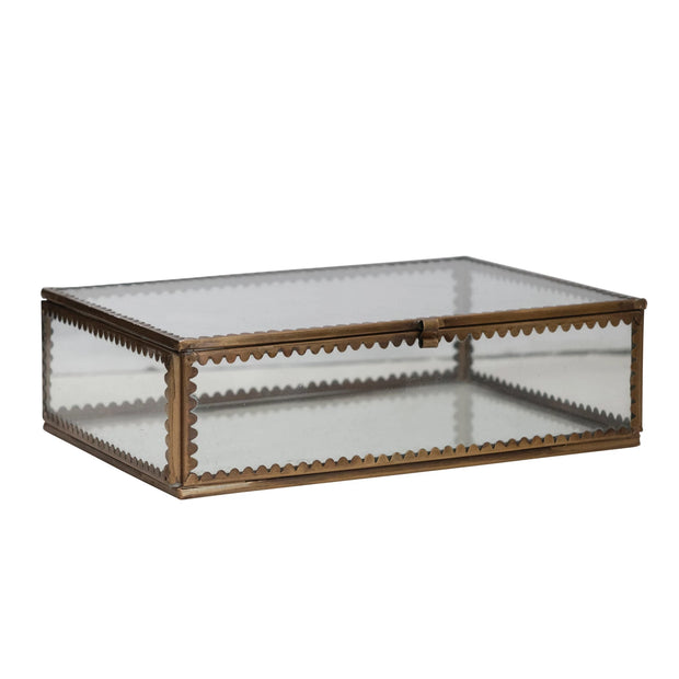 Brass & Glass Display Box w/ Scalloped Edges - Large