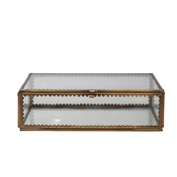 Brass & Glass Display Box w/ Scalloped Edges - Large