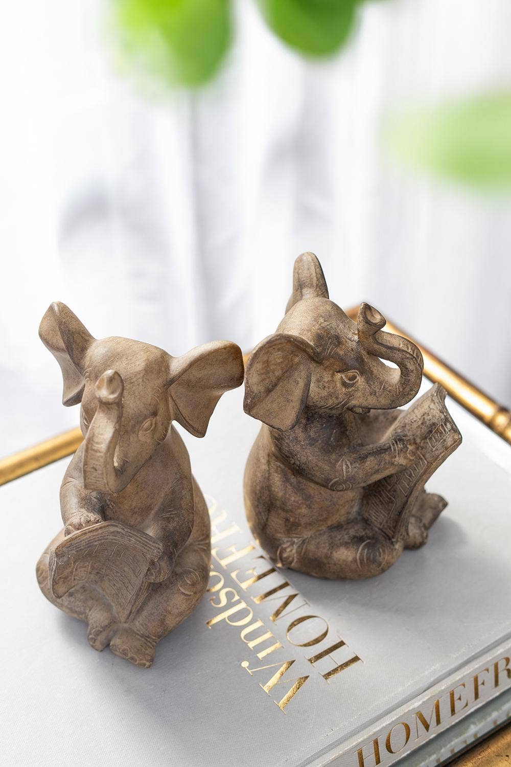 Elephant Bookend in Antique Brown