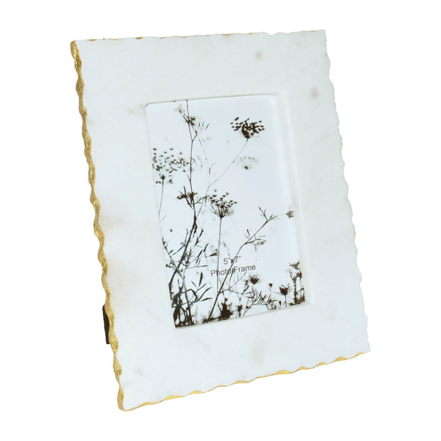 White  Marble Photo Frame with Gold Trim