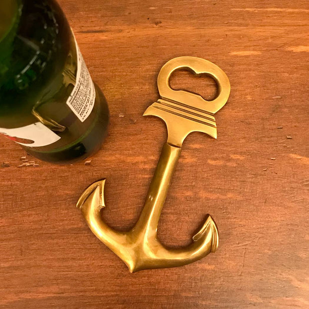 6" Antiqued Brass Anchor Bottle Opener