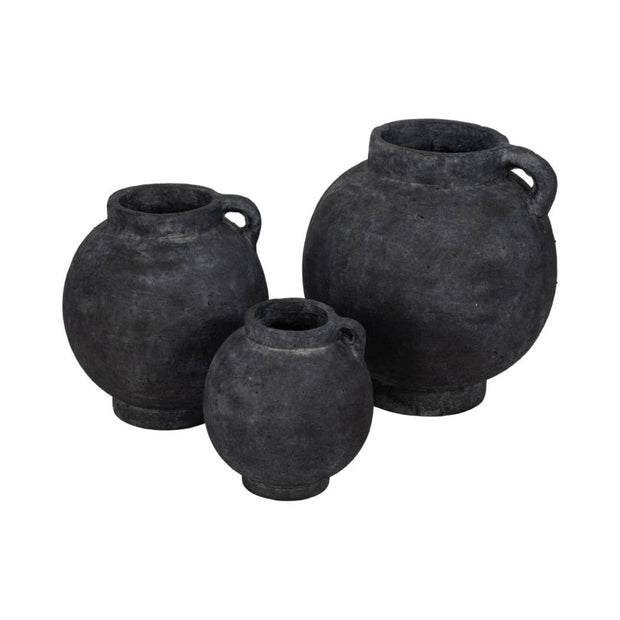 Black Bulbous Jug with Handle
