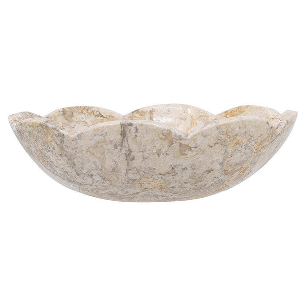 Cream Marble Bowl Scalloped Design