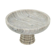 Marble Pedestal Bowl w/ Natural Gray Ribbed Base