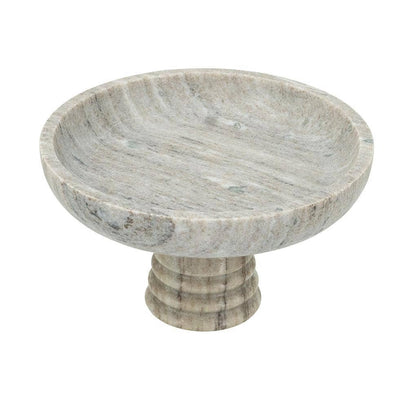 Marble Pedestal Bowl w/ Natural Gray Ribbed Base