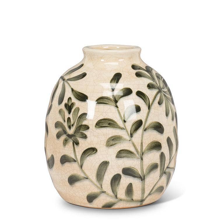 Green Frond Round Vase, 7