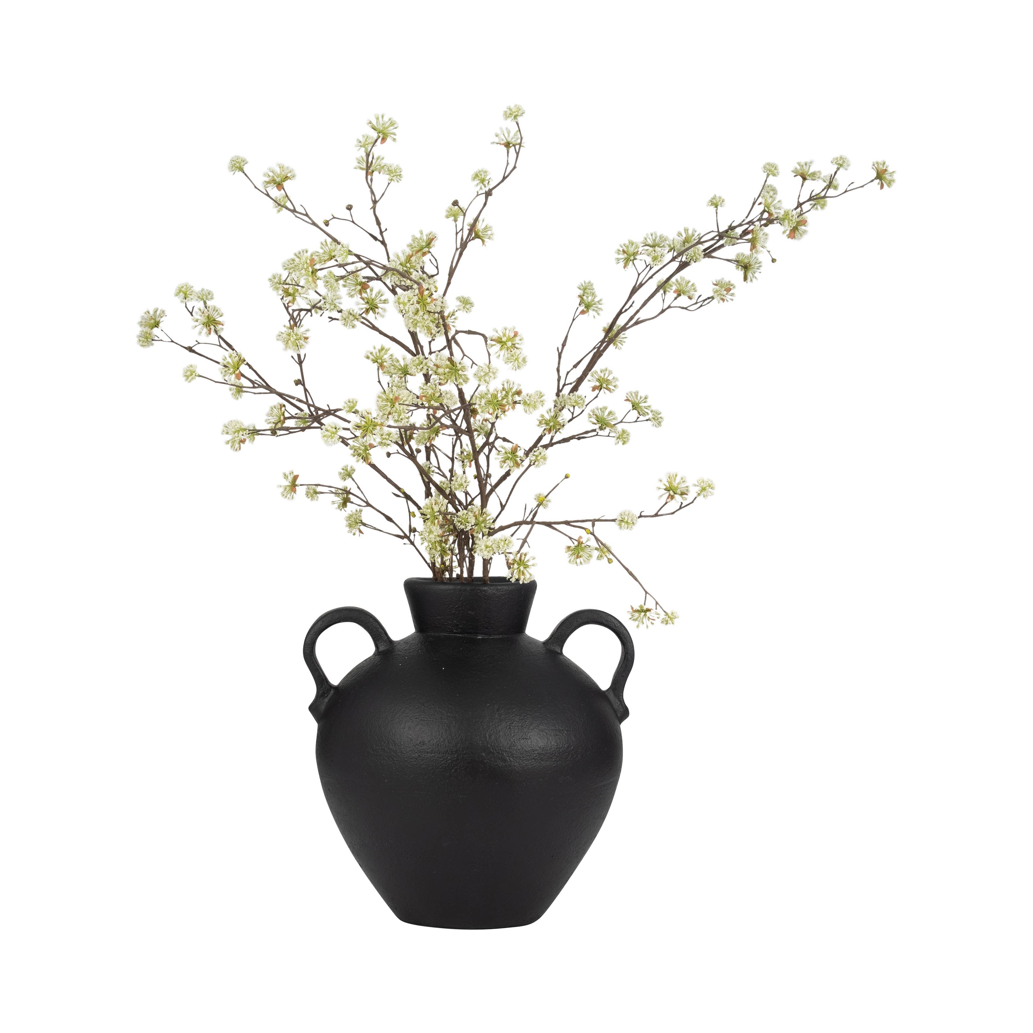 Black Terra Cotta Amphora Organic Vase