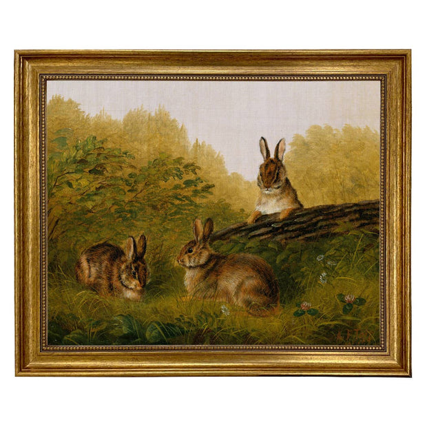 Bunnies in the Field by Tait Painting Print on Canvas