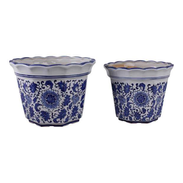 Blue Stoneware Chinoiserie Pot Planter