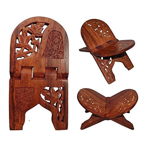 Wooden Floral Carved Book Holder