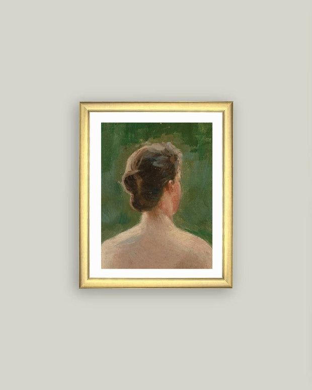 Back of Woman Portrait Framed Antique Art