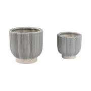 Blue/Ivory Stoneware Scallop Planter