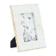 White Rectangle Marble and Gold Trim Photo Frame