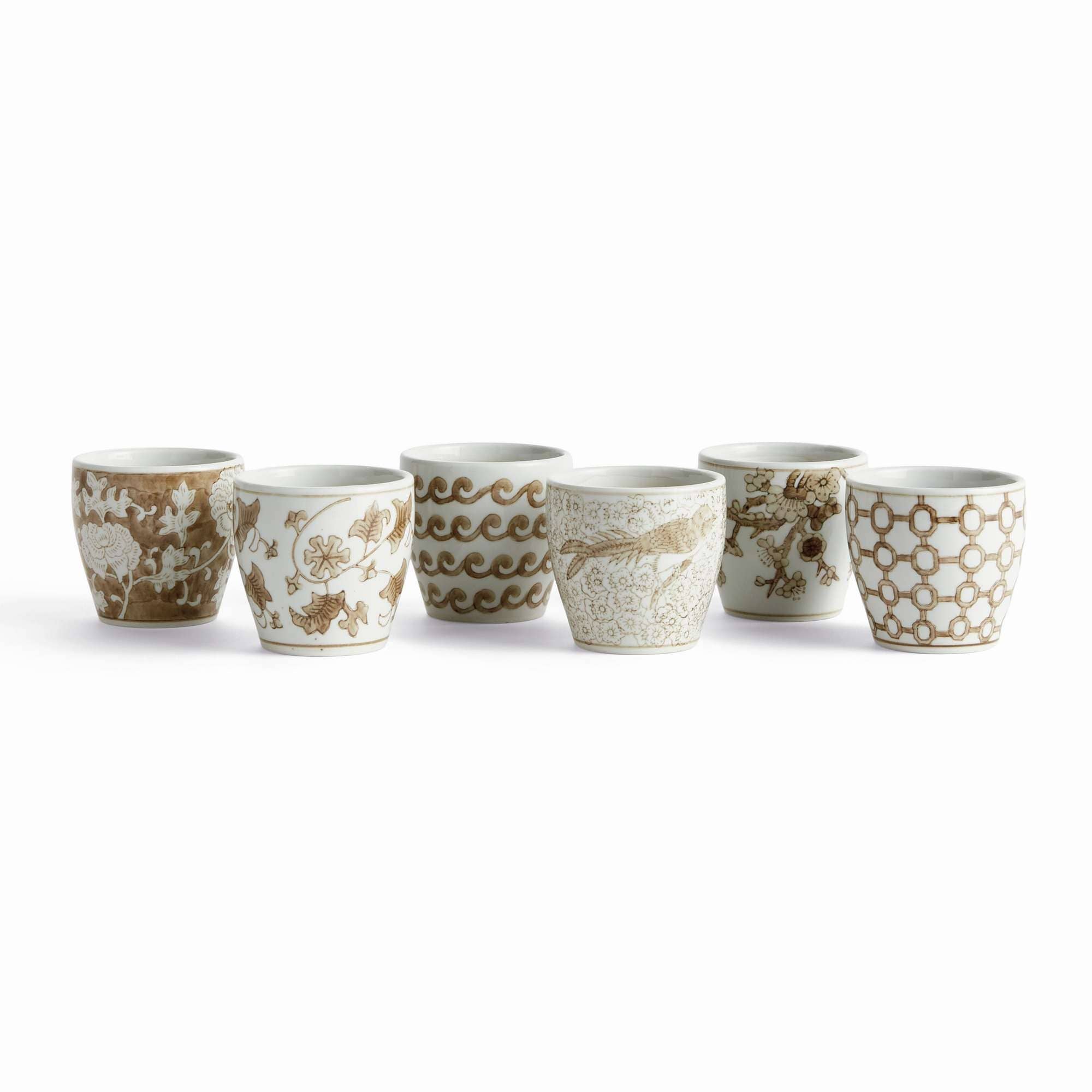 Province Mini Flower Pot,  Brown & White Ceramic