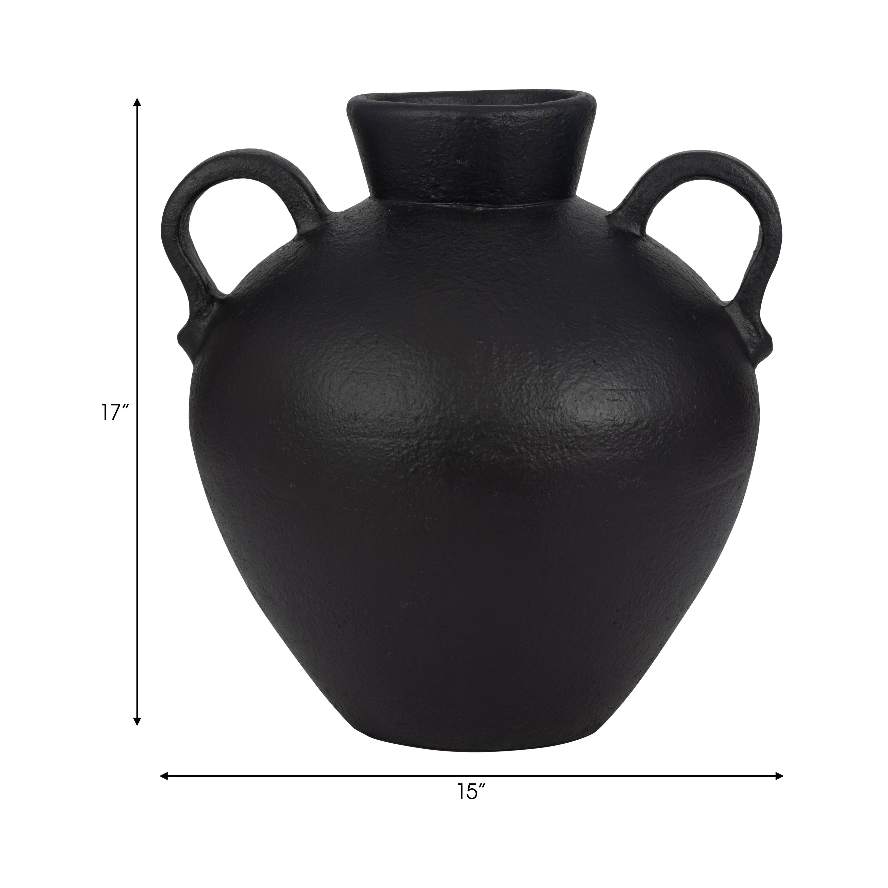 Black Terra Cotta Amphora Organic Vase