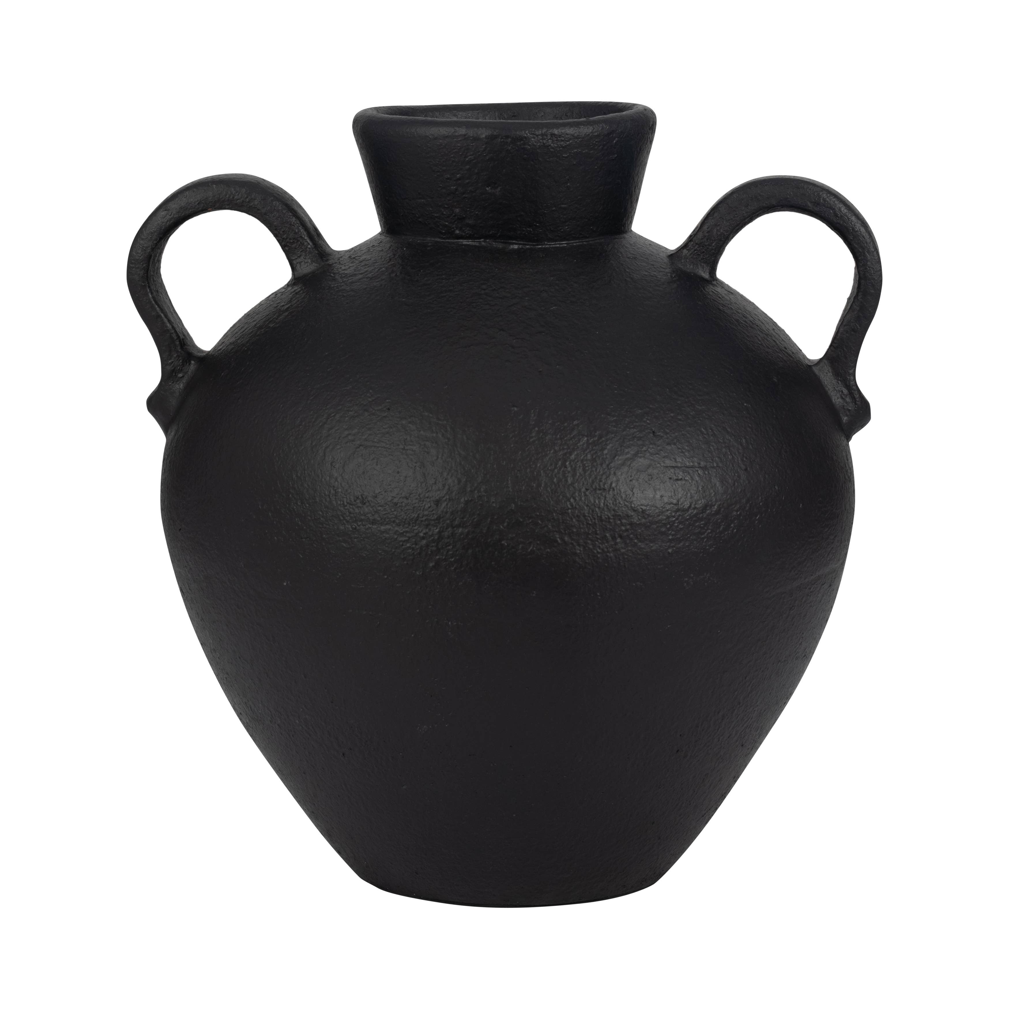 Black Terra Cotta Amphora Organic Vase