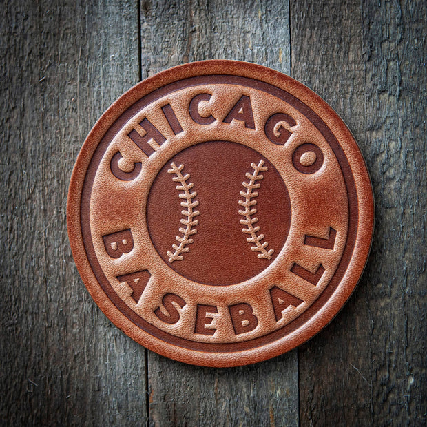 Chicago Baseball Leather Coaster Set