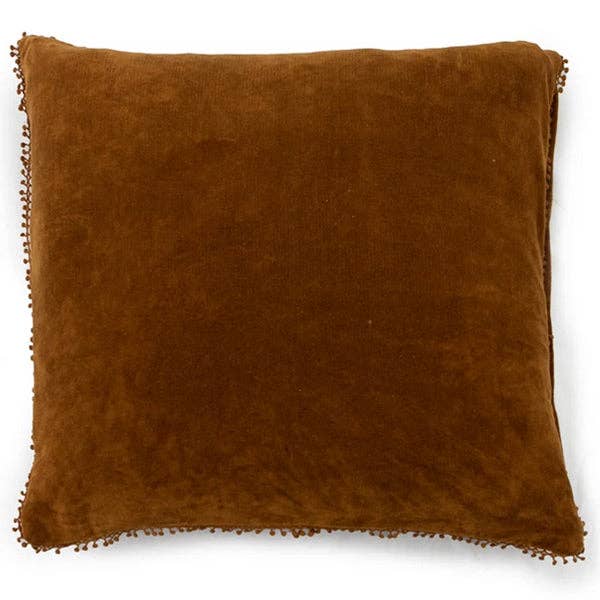 Canyon Velvet Pillow with Poms - 22