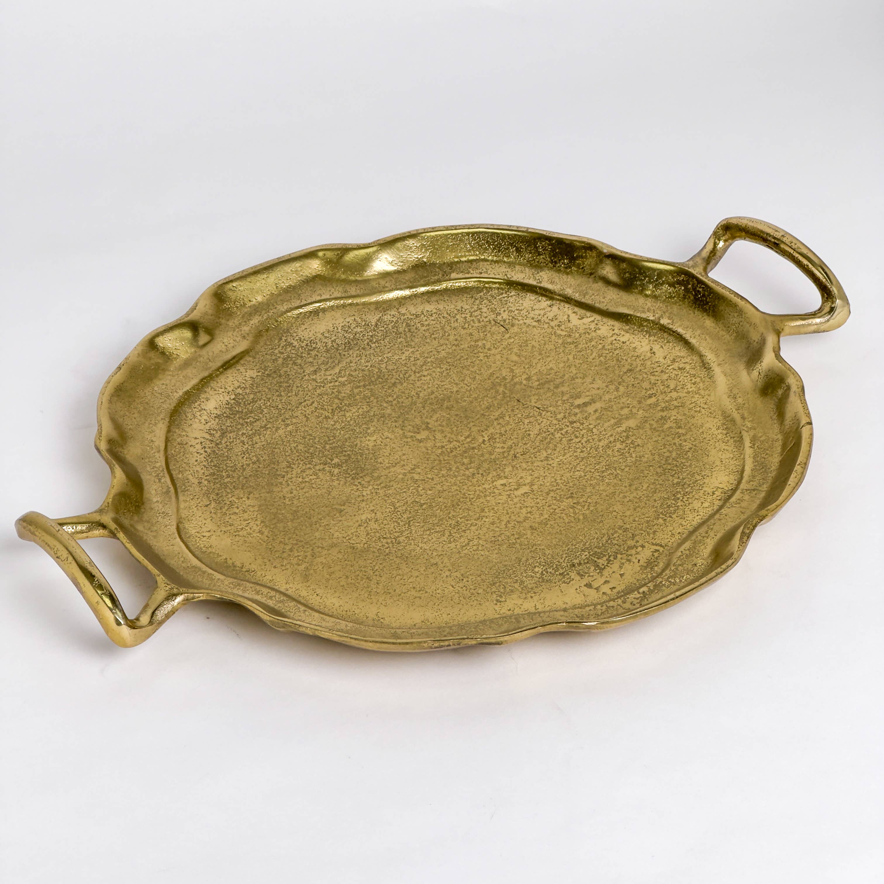 Gilded Round Tray w/Handles
