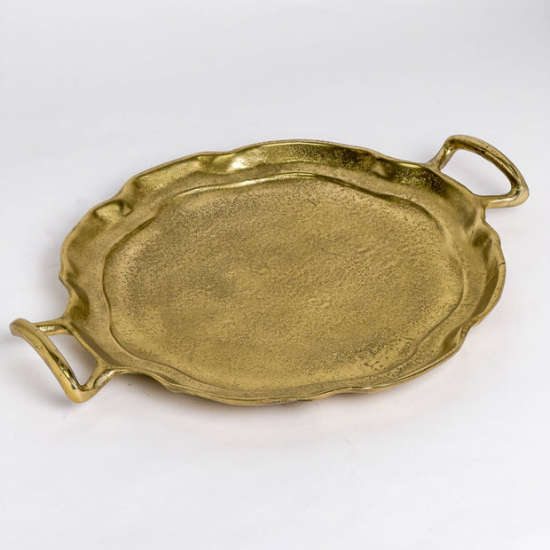 Gilded Round Tray w/Handles