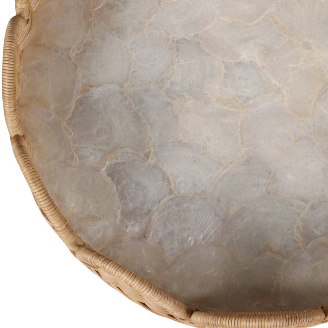 Ivory Capiz Woven Scallop Edge Trays