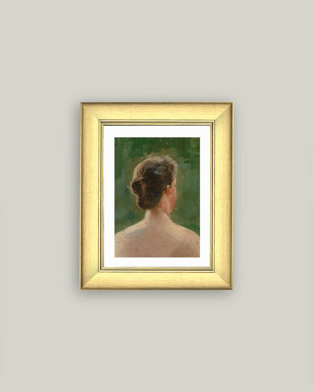 Back of Woman Portrait Framed Antique Art