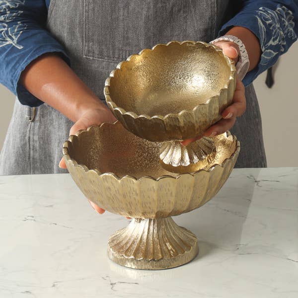 Gold Aluminum Pedestal Bowl