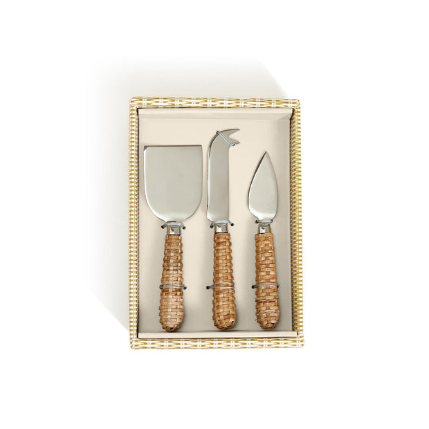 S/3 - Wicker Weave Cheese Knives