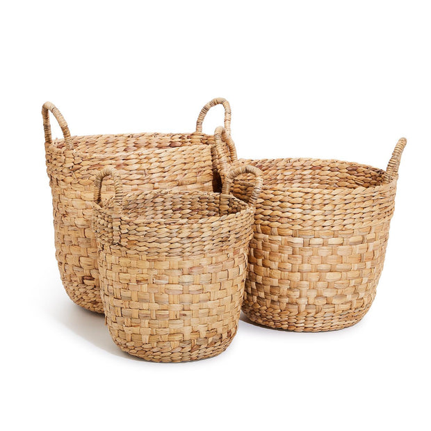 Natural Flat Weave Hand-Crafted Basket