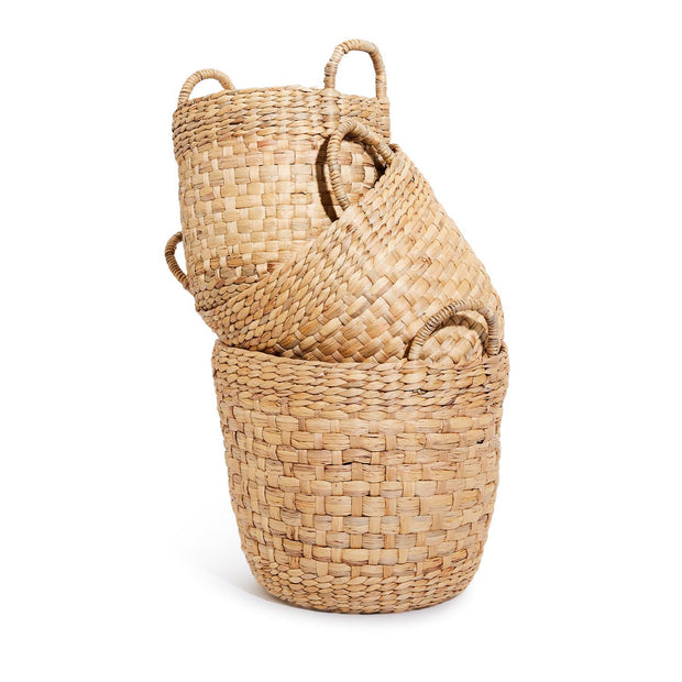 Natural Flat Weave Hand-Crafted Basket