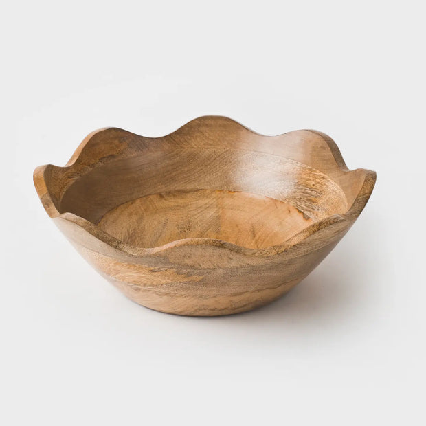 Scalloped Wooden Bowl - Small