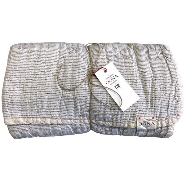 BEDCOVER, PLAID 100% WASHED COTTON “BLACK STRIPES”