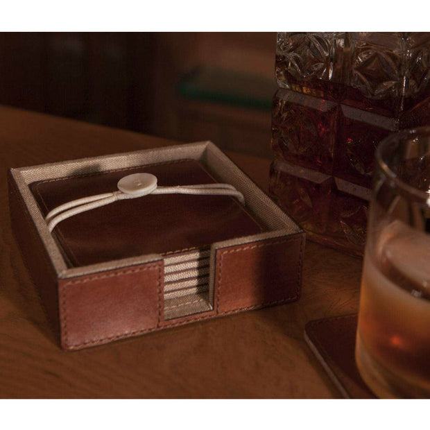 S/6 - Bristol Tobacco Leather Coasters