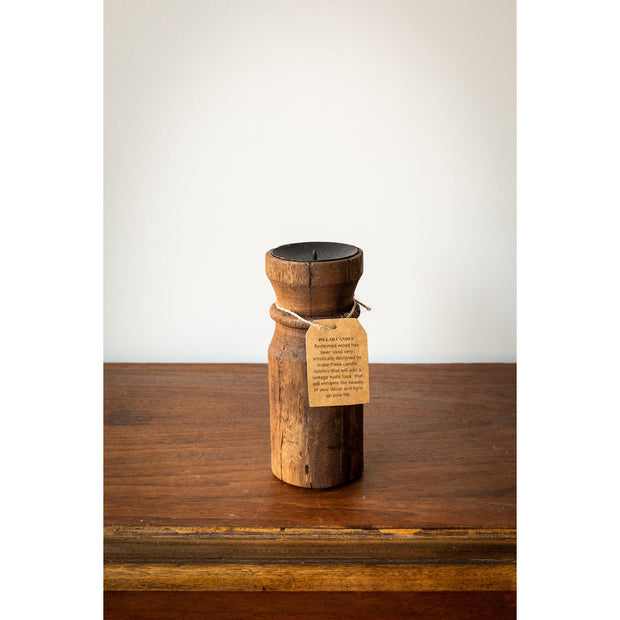 Maximiliana Wood Carved Candle Holder