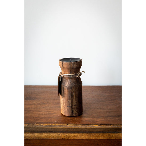 Maximiliana Wood Carved Candle Holder