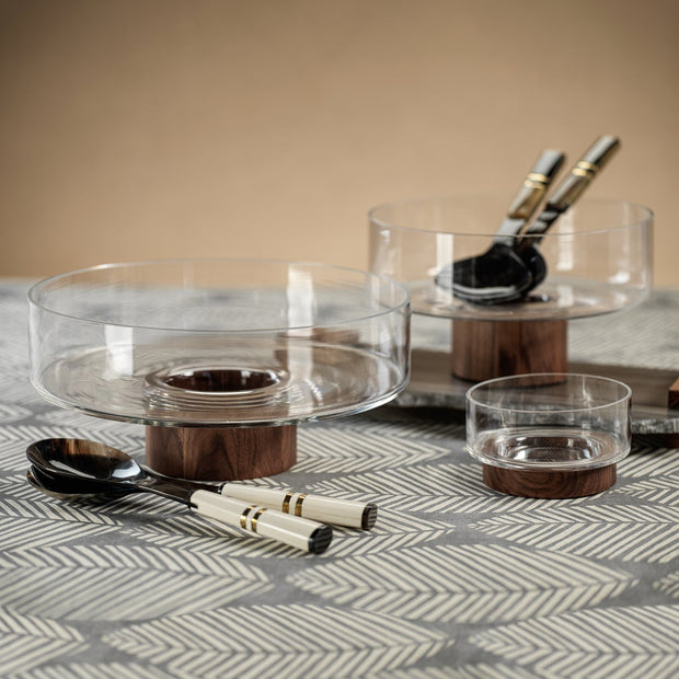 Côte d'Ivoire Salad Server Set in Variegated Horn with White Bone Handle