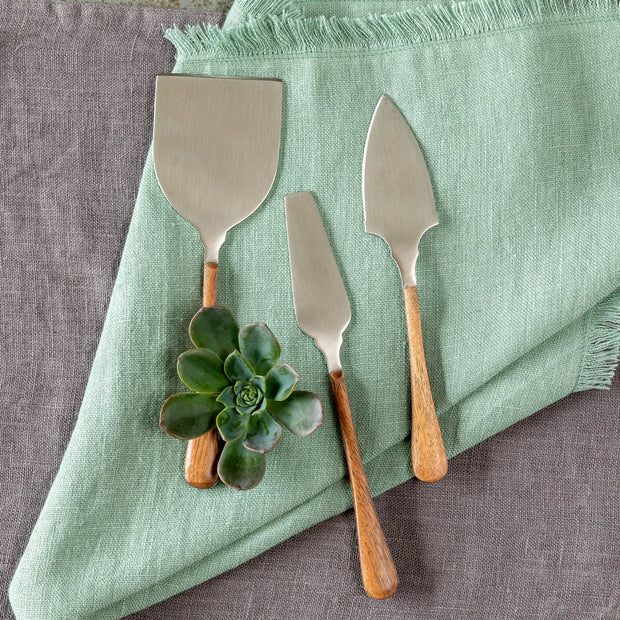 S/3- Wood Handled Stainless Cheese Servers
