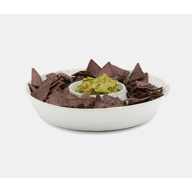 Edyth White Salt Glaze Chip and Dip Bowl