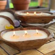 Petite Carved Bowl Scented Hand Poured Candle - Approx 9 In
