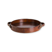 Round Tan Leather Trays