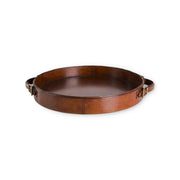 Round Tan Leather Trays