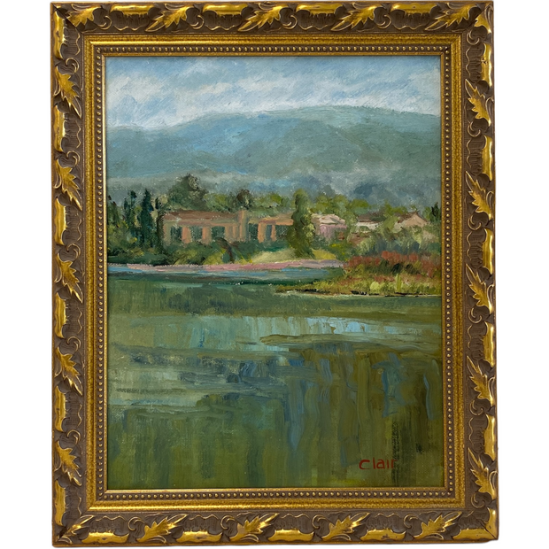 Lakehouse Vintage Impressionist Oil Painting